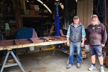 Grant and Roger repairing a Wall of Death panel.